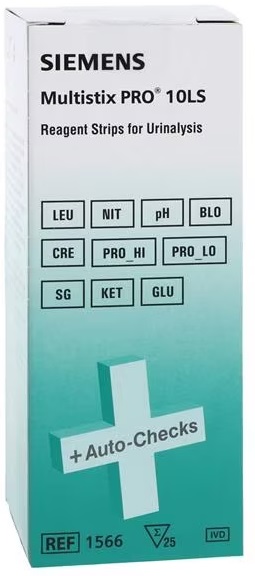 Multistix Pro 10LS, For CLINITEK Status® Family of Analyzers, CLIA Waived [10332782] (25/Bottle) (24 Bottles/CS) by Siemens Diagnostics  ID 1566